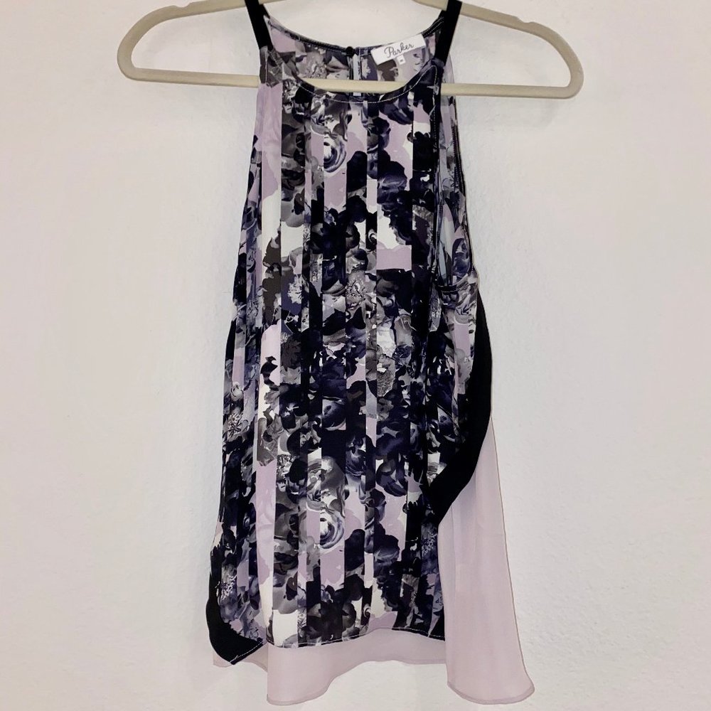 Parker Sleeveless Silk Top - White / Lilac / Black